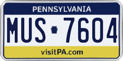 PA license plate MUS7604