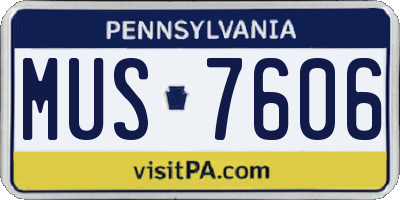PA license plate MUS7606