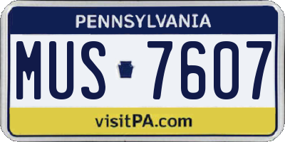 PA license plate MUS7607