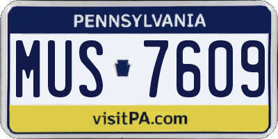 PA license plate MUS7609