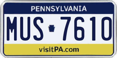 PA license plate MUS7610