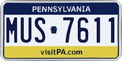 PA license plate MUS7611