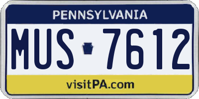 PA license plate MUS7612