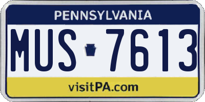 PA license plate MUS7613