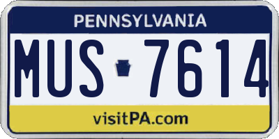 PA license plate MUS7614