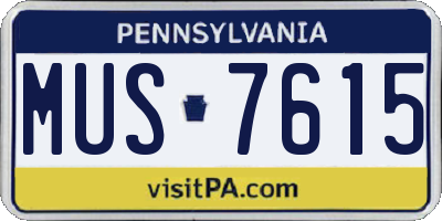 PA license plate MUS7615