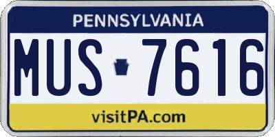 PA license plate MUS7616