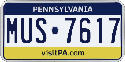 PA license plate MUS7617