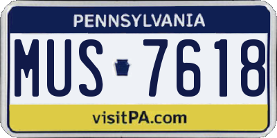 PA license plate MUS7618