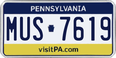 PA license plate MUS7619