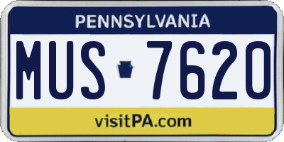 PA license plate MUS7620