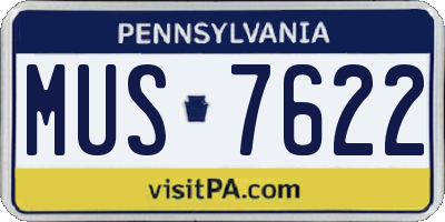 PA license plate MUS7622