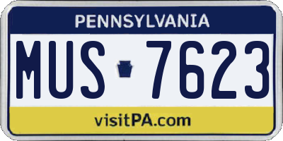 PA license plate MUS7623