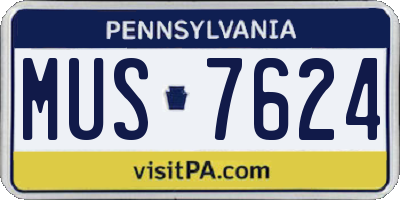 PA license plate MUS7624