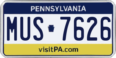 PA license plate MUS7626