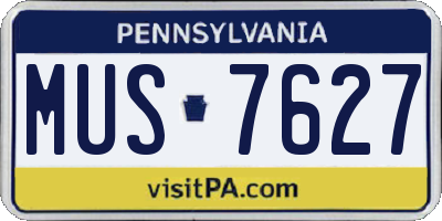 PA license plate MUS7627