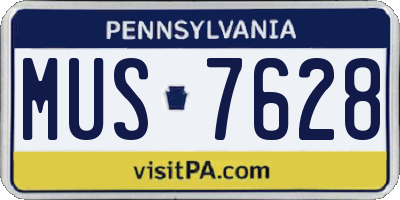 PA license plate MUS7628