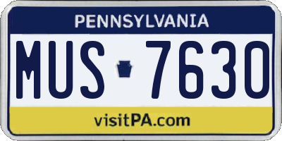 PA license plate MUS7630