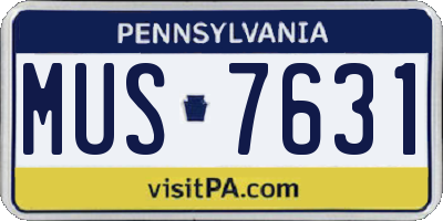 PA license plate MUS7631