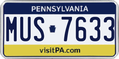 PA license plate MUS7633