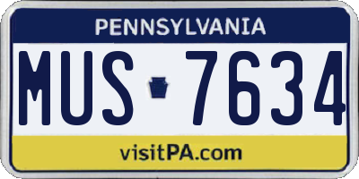 PA license plate MUS7634