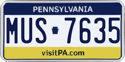 PA license plate MUS7635