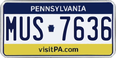 PA license plate MUS7636