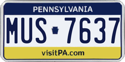 PA license plate MUS7637