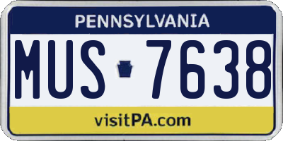 PA license plate MUS7638