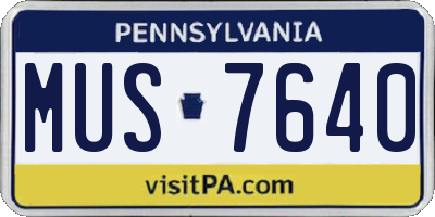 PA license plate MUS7640