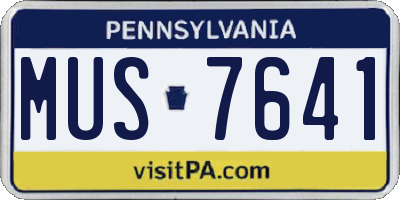 PA license plate MUS7641