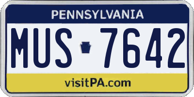 PA license plate MUS7642