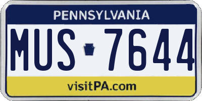 PA license plate MUS7644