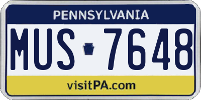 PA license plate MUS7648