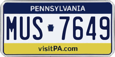 PA license plate MUS7649