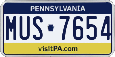 PA license plate MUS7654