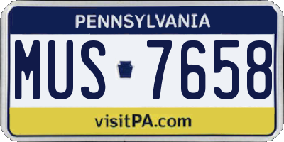 PA license plate MUS7658