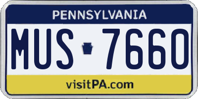 PA license plate MUS7660