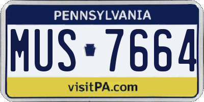PA license plate MUS7664
