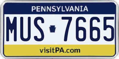 PA license plate MUS7665