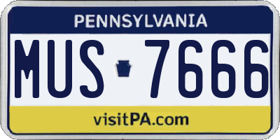 PA license plate MUS7666