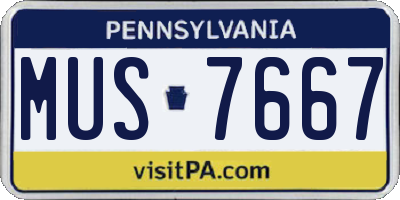 PA license plate MUS7667