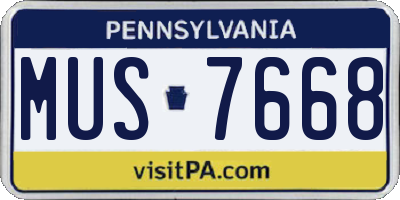 PA license plate MUS7668
