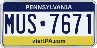 PA license plate MUS7671