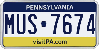 PA license plate MUS7674