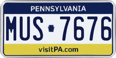 PA license plate MUS7676