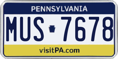 PA license plate MUS7678
