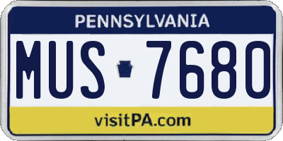 PA license plate MUS7680