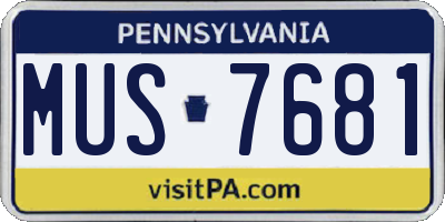 PA license plate MUS7681