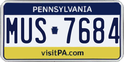 PA license plate MUS7684